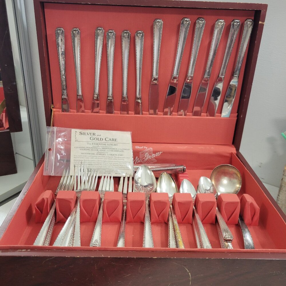Large Vintage Silver plate Flatware by Oneida/Prestige  "Bordeaux"